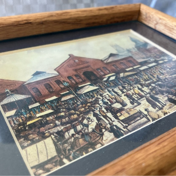 Vintage Wooden Art Framed Prints “Markets” Theme Set of 2 - Picture 5 of 9